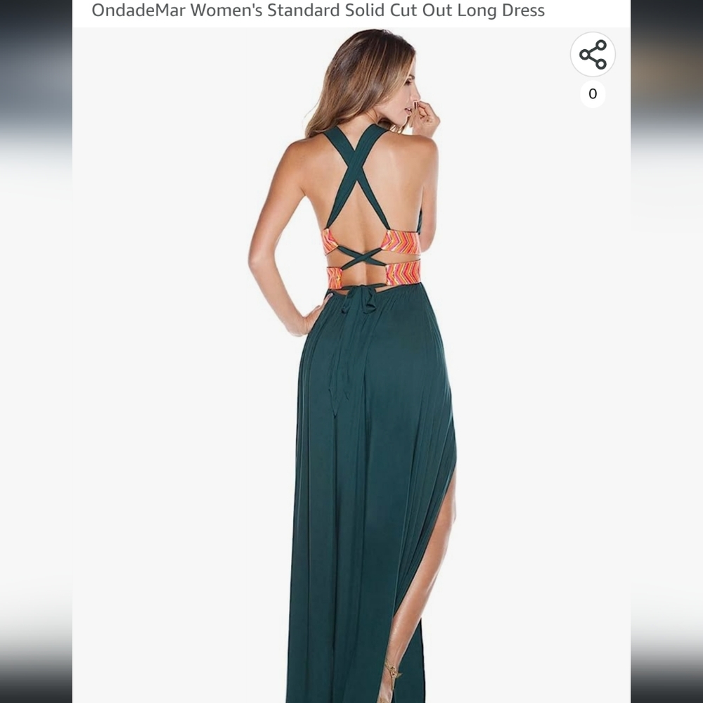 OndadeMar Teal Maxi Dress with Orange Waistband - Picture 2 of 2